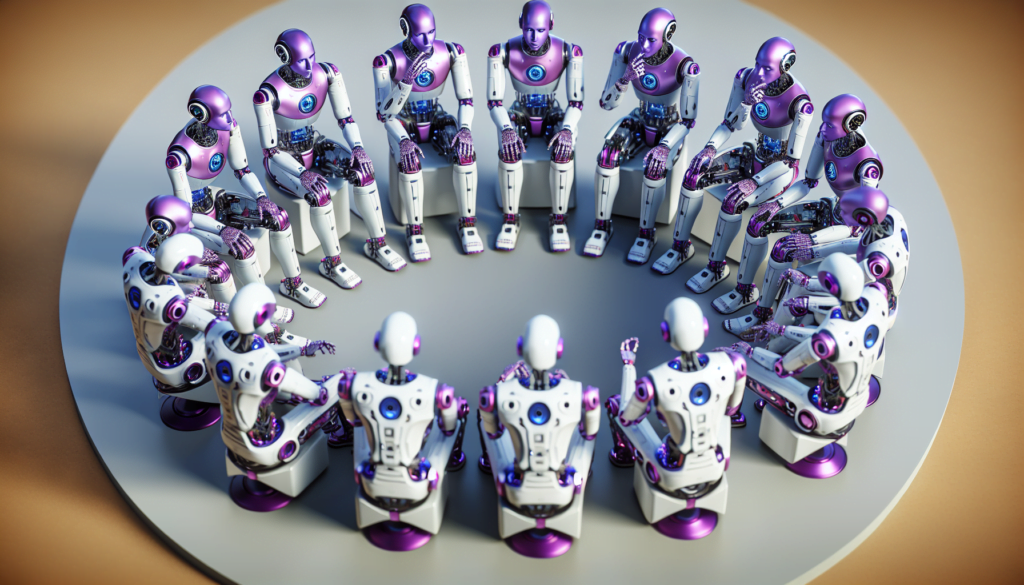 Robots Humanoides Pourpres Discussion Cooperative Interpretation Hyper Realiste